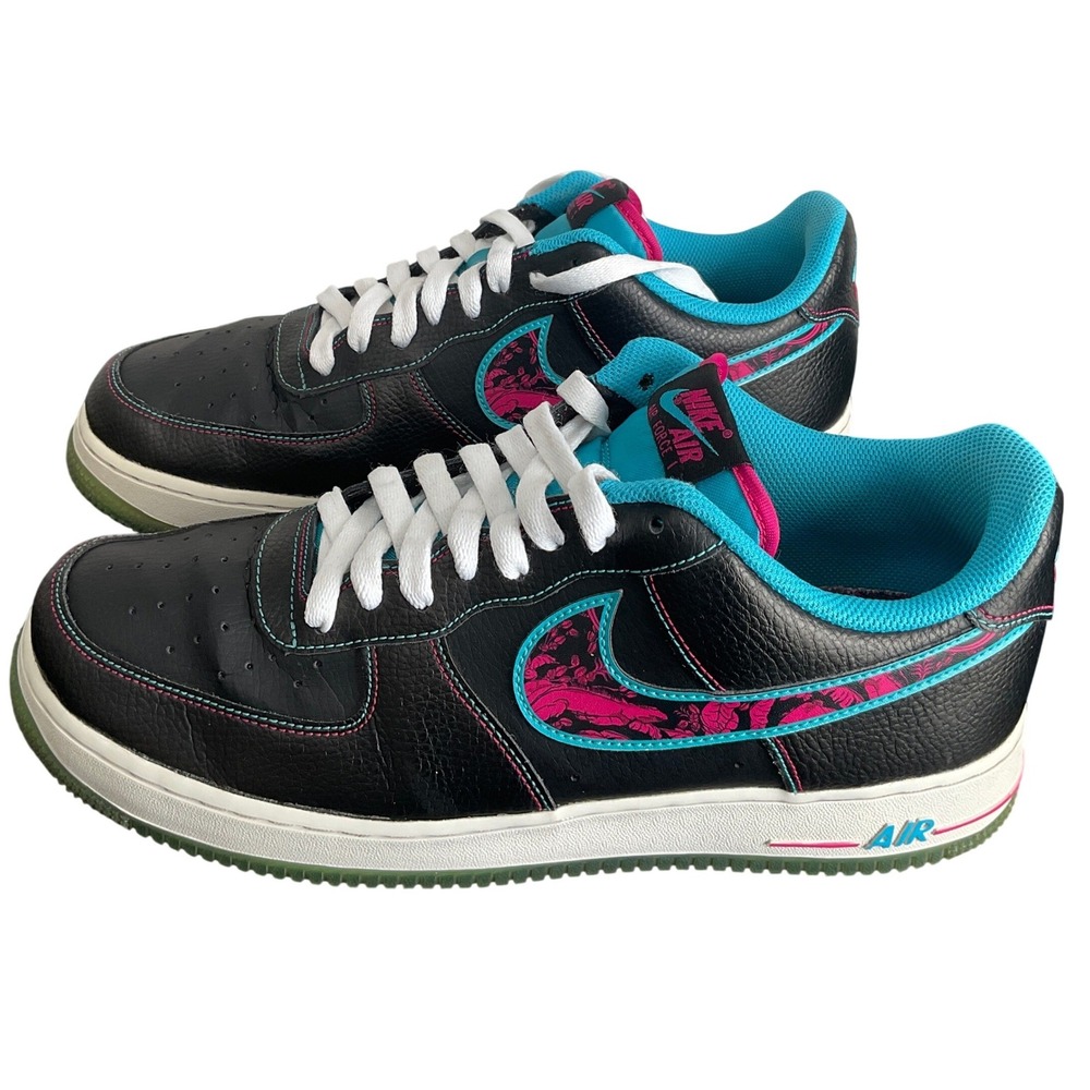 Nike Air Force 1 '07 LV8 Miami Nights Black Pink Blue DD9183-001 Mens 10.5